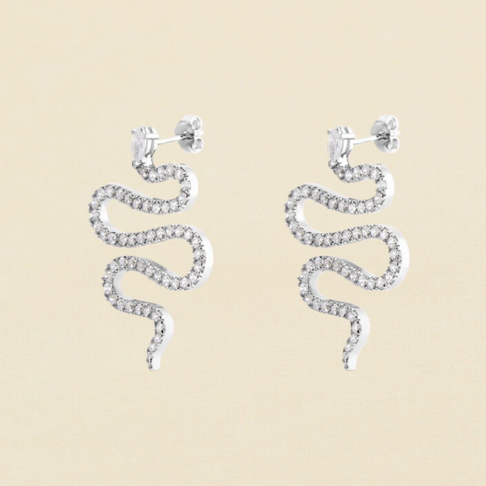 Long earrings SNAKY - Crystal / Silver - All earings  | Agatha