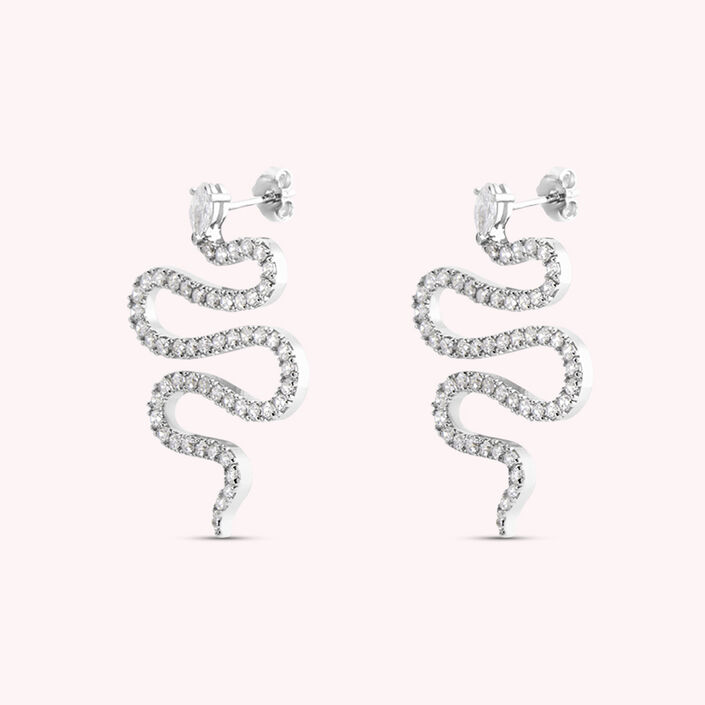 Long earrings SNAKY - Crystal / Silver - All earings  | Agatha