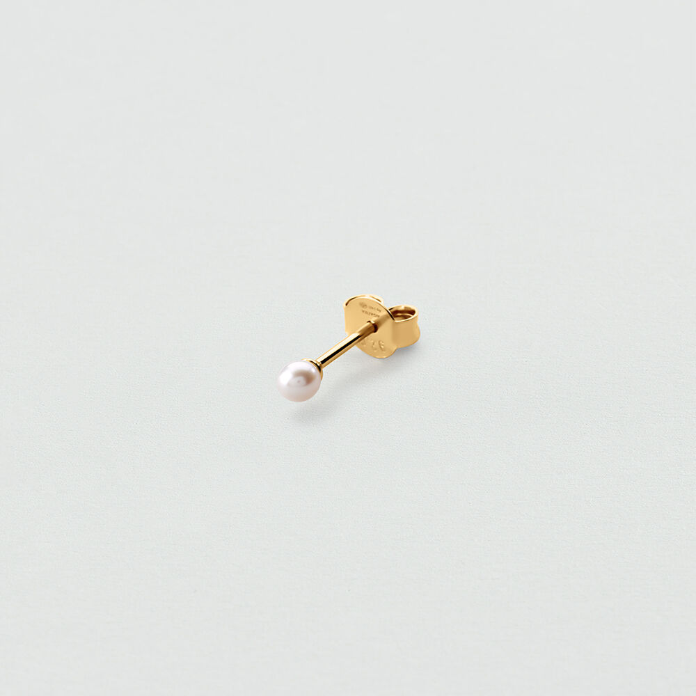 Single stud earring PEARL MIX & MATCH - White / Gold - Earrings  | Agatha