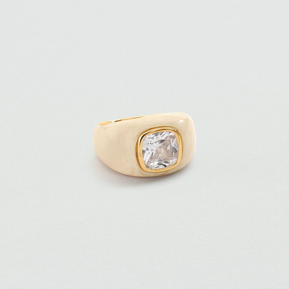 Large ring CUSHION VICTOIRE - Ivory / Gold - Jewellery  | Agatha