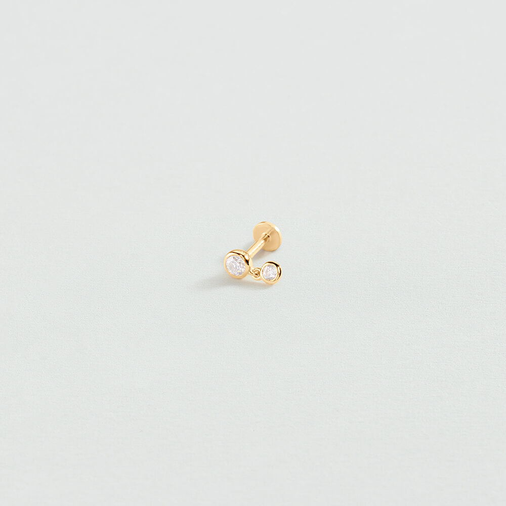 Piercing stud MIX & MATCH - Crystal / Golden - Genuine silver  | Agatha