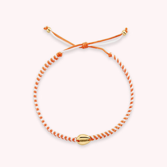 Cord bracelet O'SOLEIL - Coral / Gold - All bracelets  | Agatha