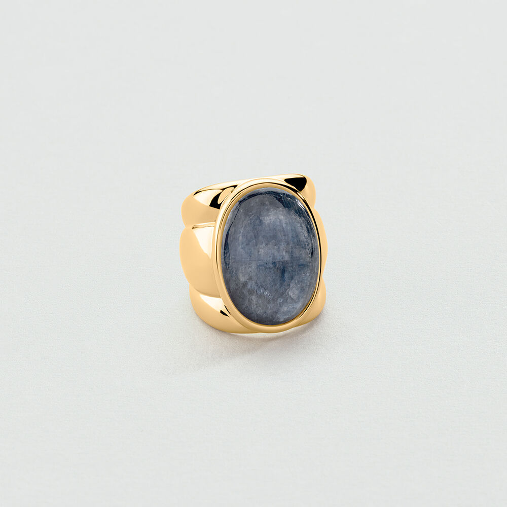 Large ring LA RIVIERA - Blue / Gold - Large ring  | Agatha