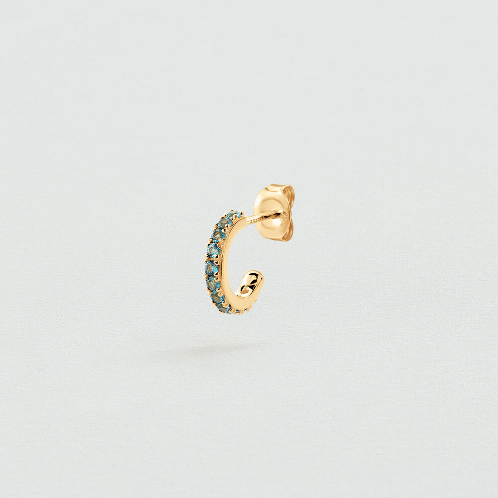 Single hoop earring MIX & MATCH - Turquoise / Gold - Genuine silver  | Agatha