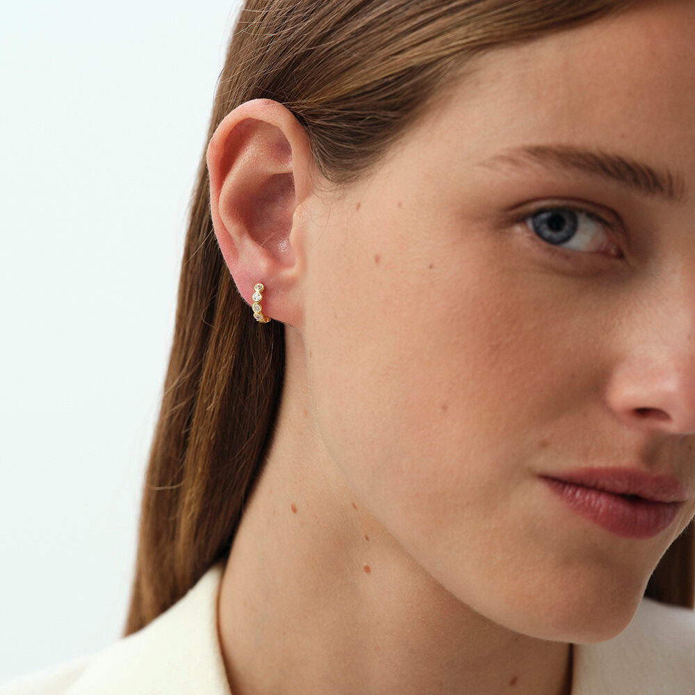 Single hoop earring MIX & MATCH - Crystal / Golden - Genuine silver  | Agatha