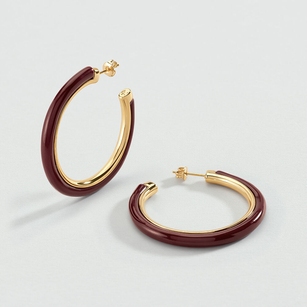Hoops PALAIS ROYAL - Burgundy / Golden - Earrings  | Agatha