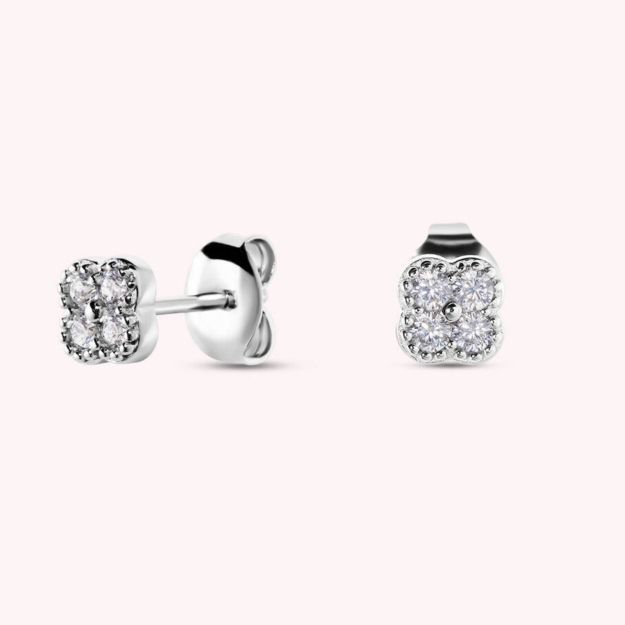 Stud earrings BELOVED - Crystal / Silver - All earings  | Agatha