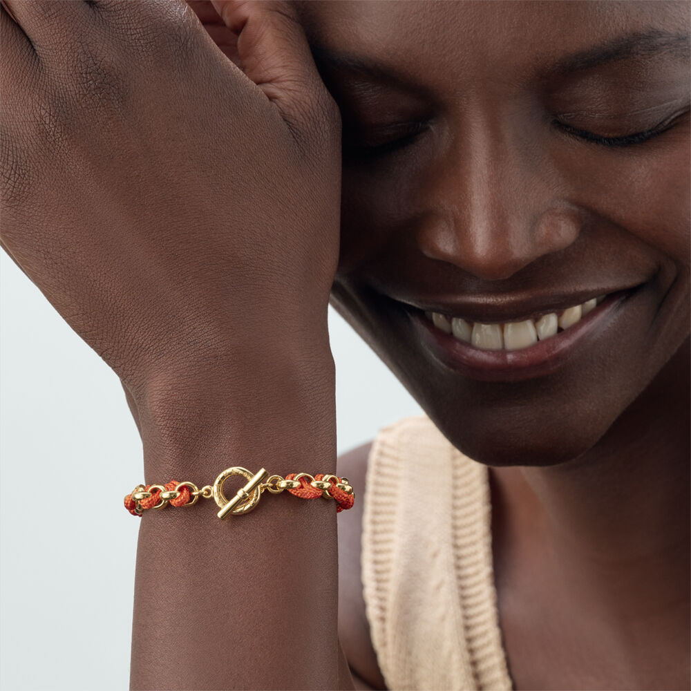 Link bracelet GAMBETTA - Orange / Gold - Bracelets  | Agatha