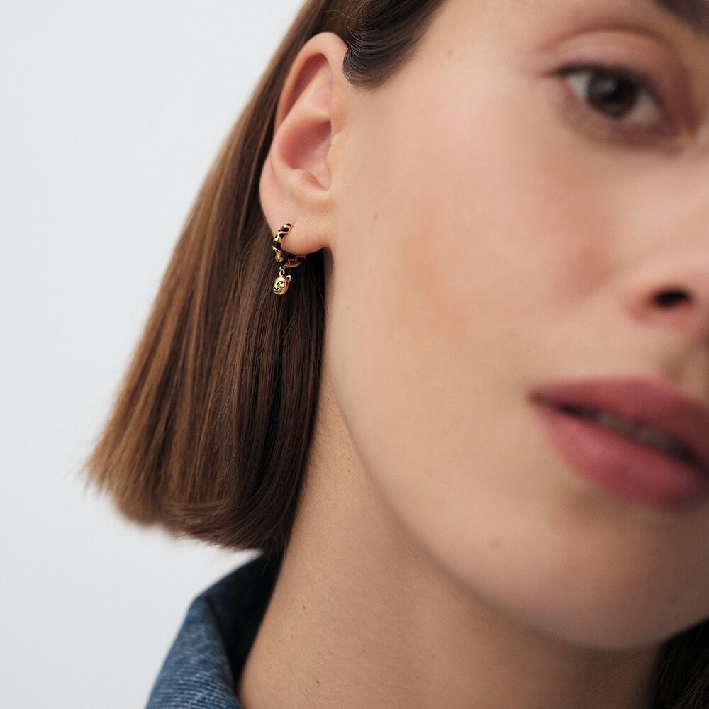 Hoop piercing LEOPARD - Black / Gold - Genuine silver  | Agatha