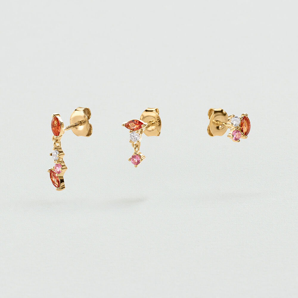 Earring set MIX & MATCH - Pink / White - Genuine silver  | Agatha