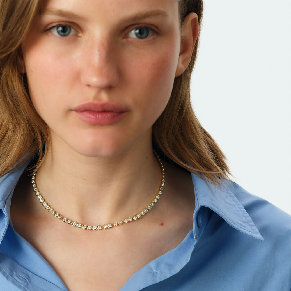 Short necklace SAINT GERMAIN RIVIERE - Crystal / Golden - Choker necklace  | Agatha