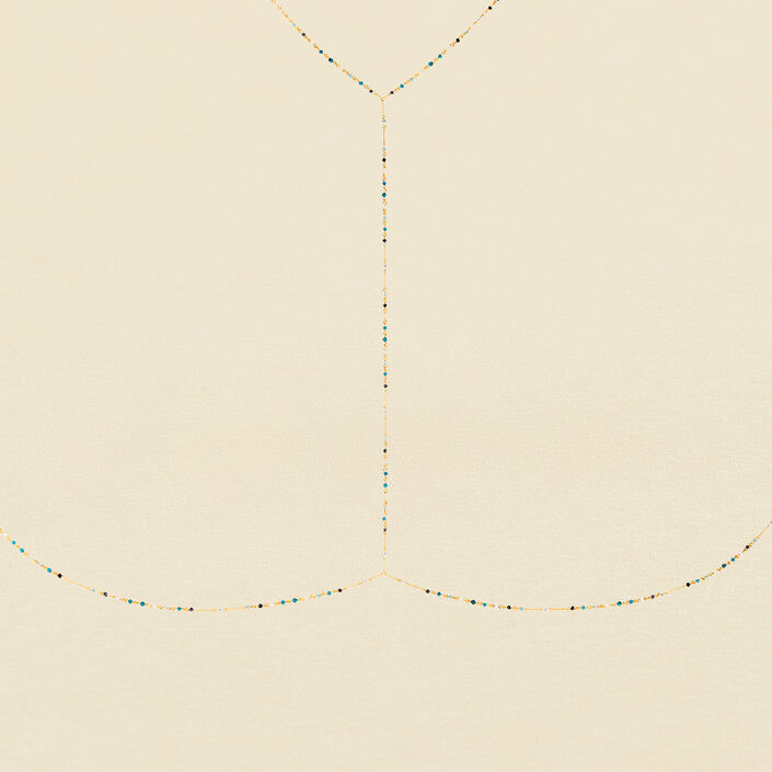 Long necklace SEDUCTION - Blue / Gold - Addiction  | Agatha