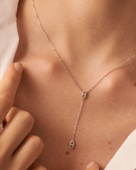 Mid-length necklace ETREINTE - Crystal / Silver - All jewellery  | Agatha