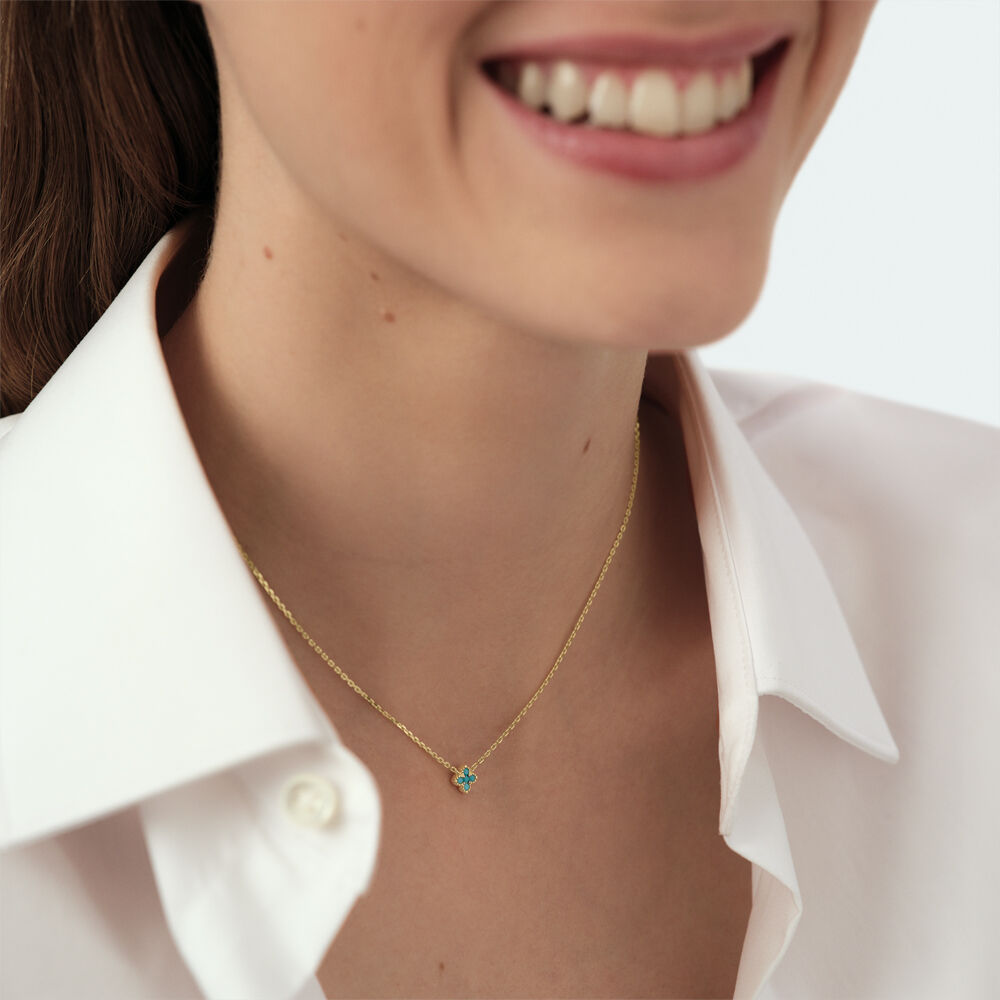 Choker necklace BELOVED - Turquoise / Gold - Genuine silver  | Agatha