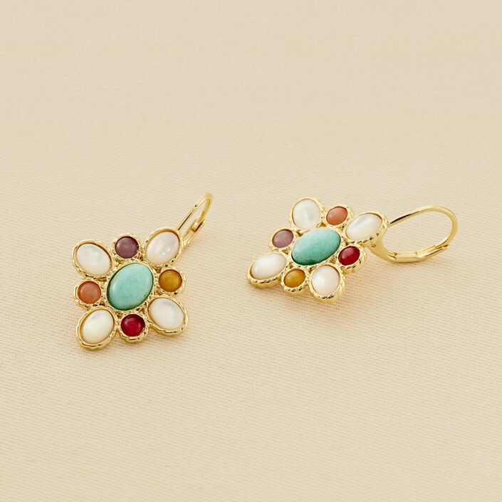 Long earrings ARLEQUIN - Multicolor / Gold - All jewellery  | Agatha