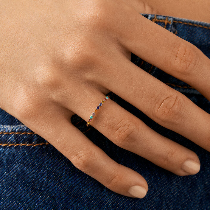 Thin ring BELOVED - Multicolor / Gold - All jewellery  | Agatha