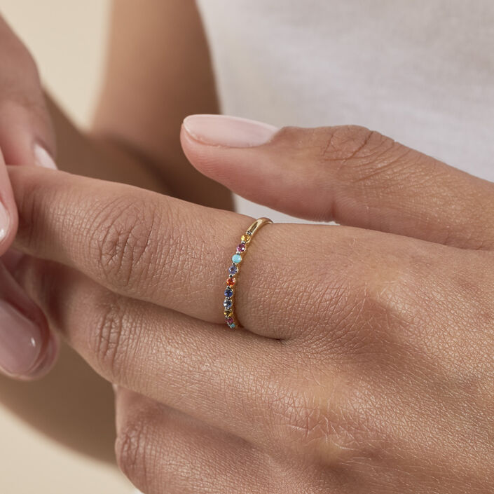 Thin ring BELOVED - Multicolor / Gold - All jewellery  | Agatha