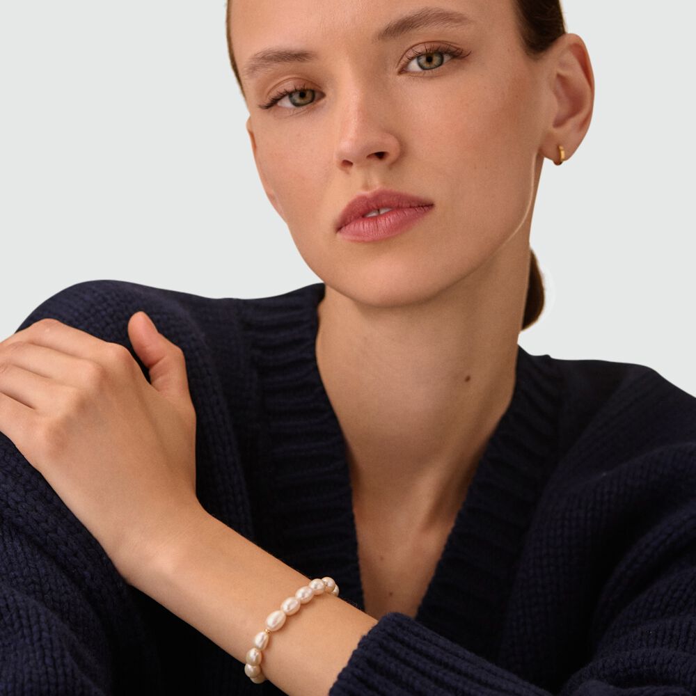 Link bracelet MARGAUX - Pearl / Gold - Bracelets  | Agatha