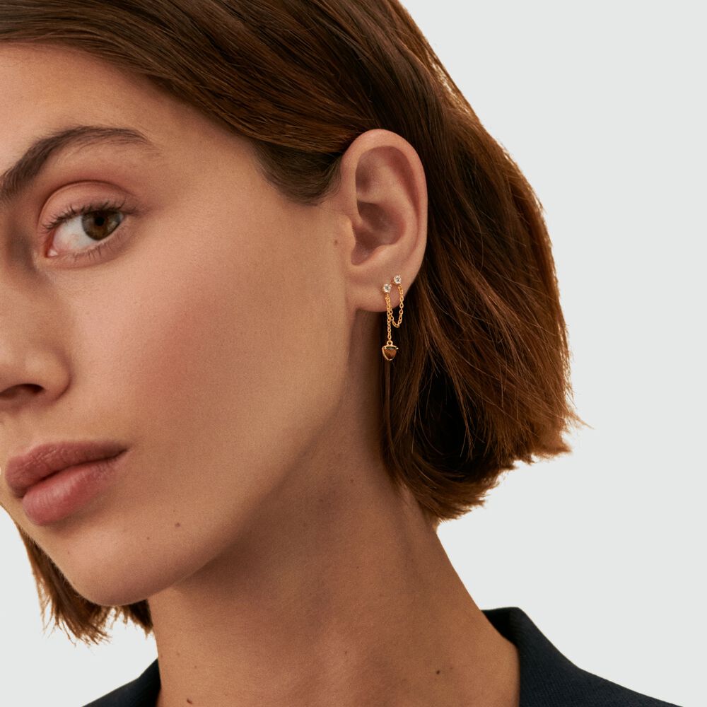 Piercing stud MIX & MATCH - Tiger eye - Genuine silver  | Agatha