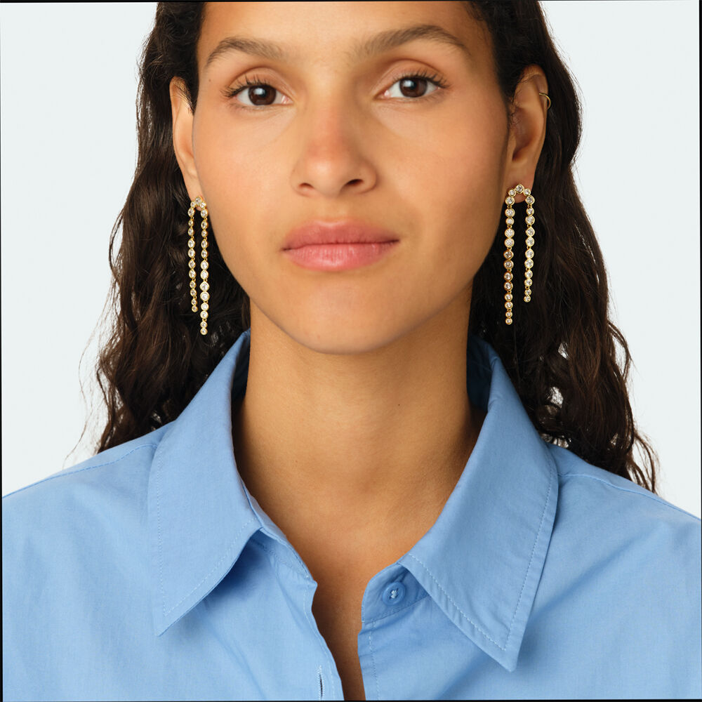 Long earrings SAINT GERMAIN - Crystal / Golden - Earrings  | Agatha