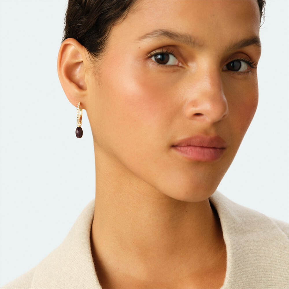 Hoops PAV&Eacute; - Crystal / Golden - Earrings  | Agatha