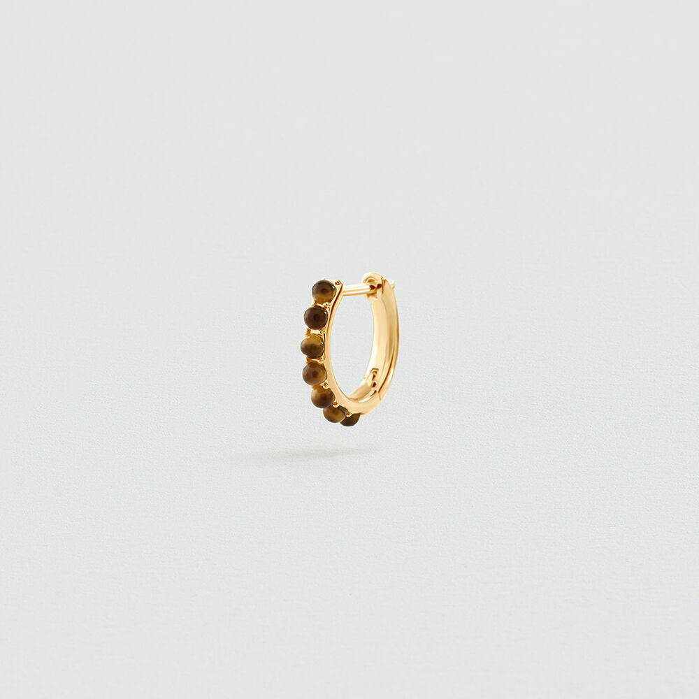 Single hoop earring NATURAL STONES MIX & MATCH - Brown / Gold - Earrings  | Agatha