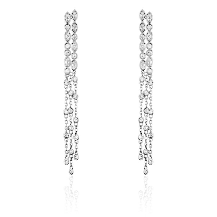 Long earrings NIAGARA - Crystal / Silver - Black Friday  | Agatha
