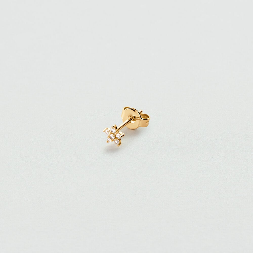 Single stud earring EAR5FLOR6 - Crystal / Golden - Earrings  | Agatha