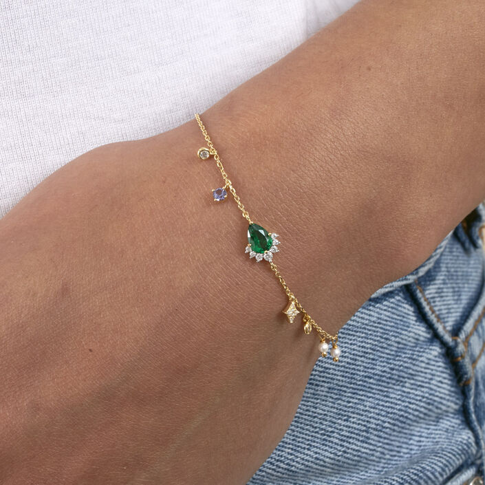 Link bracelet ASTRE - Green / Gold - All bracelets  | Agatha