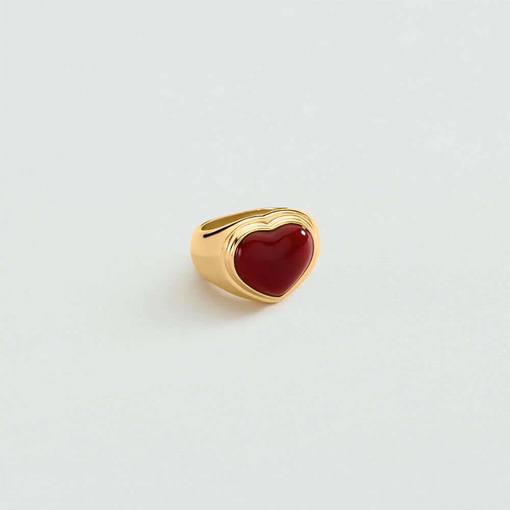 Large ring SACR&Eacute; C&OElig;UR - Red / Gold - Large ring  | Agatha