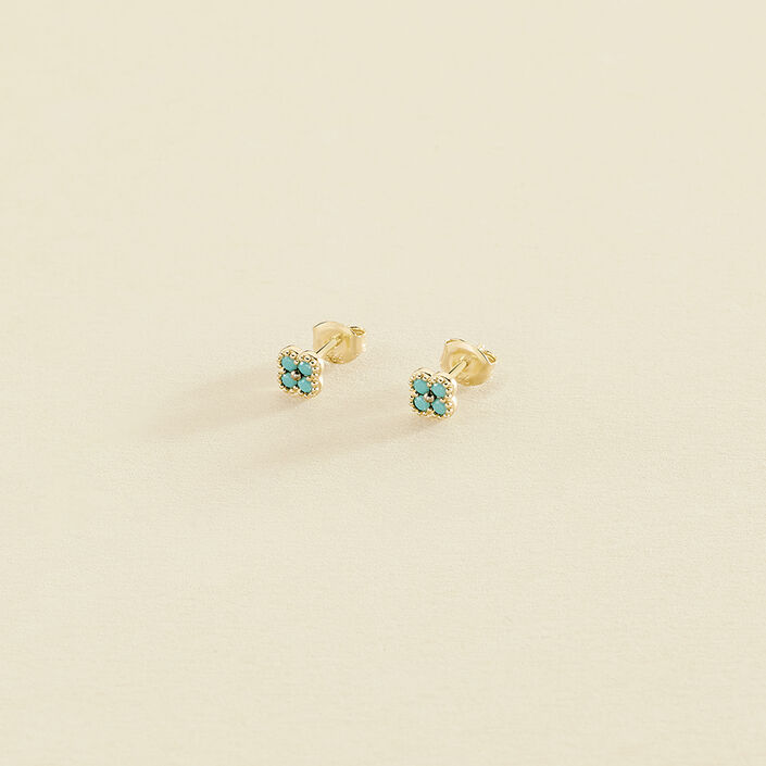Stud earrings BELOVED - Turquoise / Gold - All earings  | Agatha