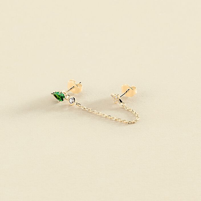 Piercing stud ASTRAL - Green / Golden - All jewellery  | Agatha