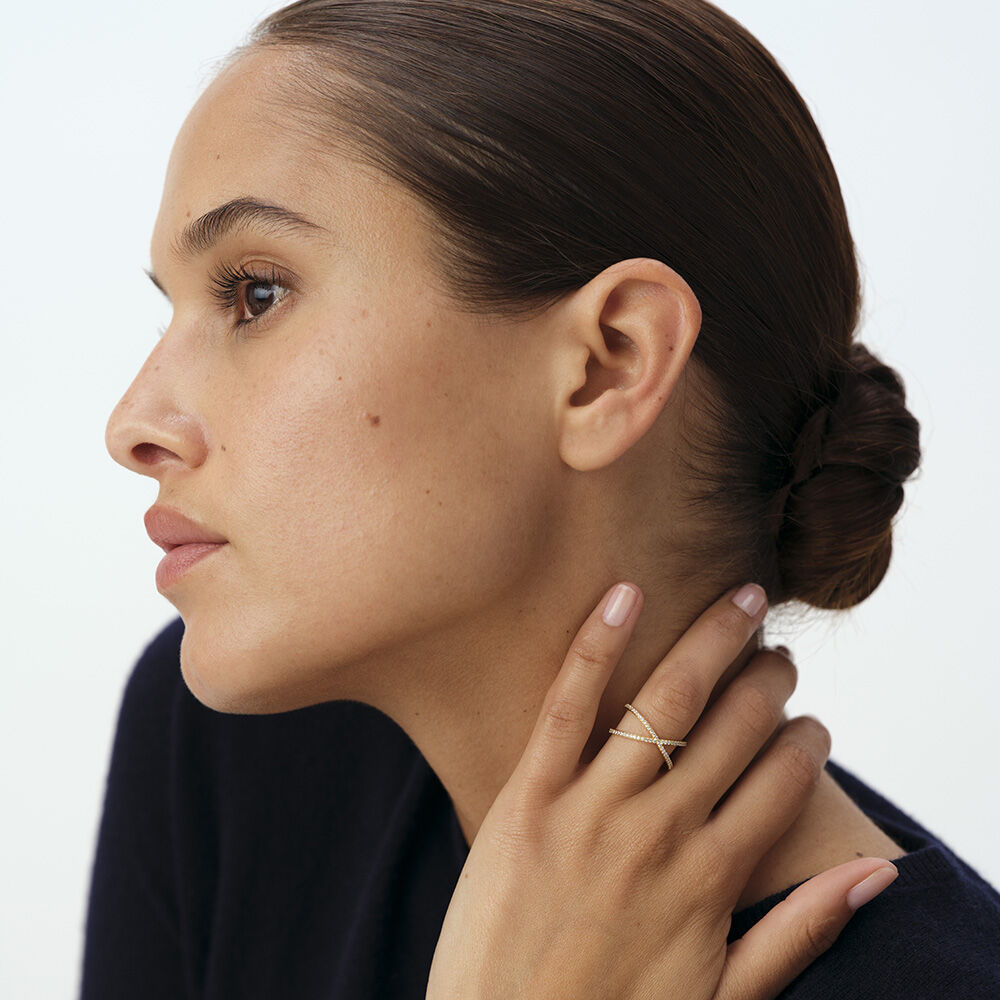 Thin ring BARSHINE - Crystal / Golden - Jewellery  | Agatha