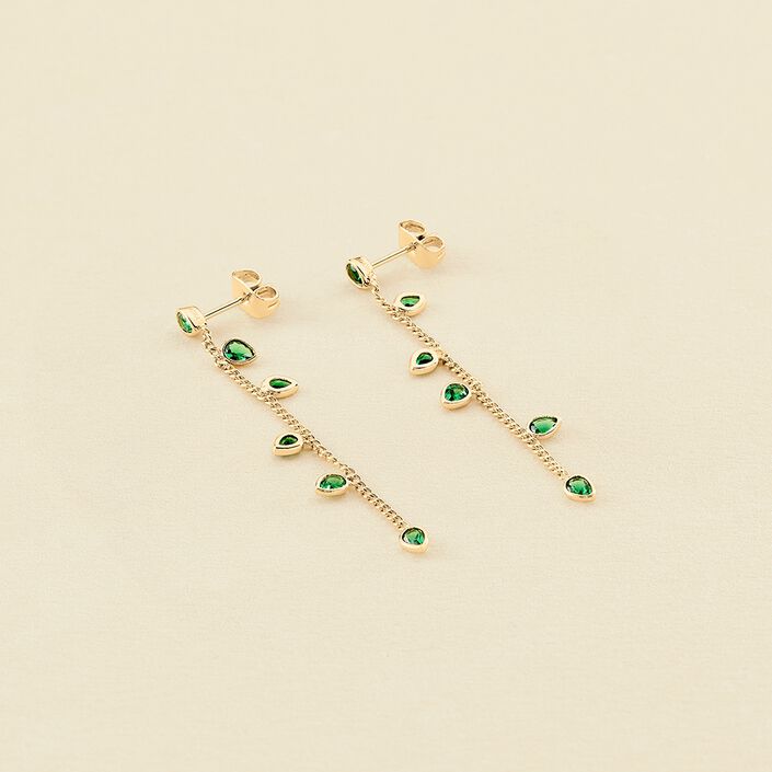 Long earrings NEITH - Green / Golden - All earings  | Agatha