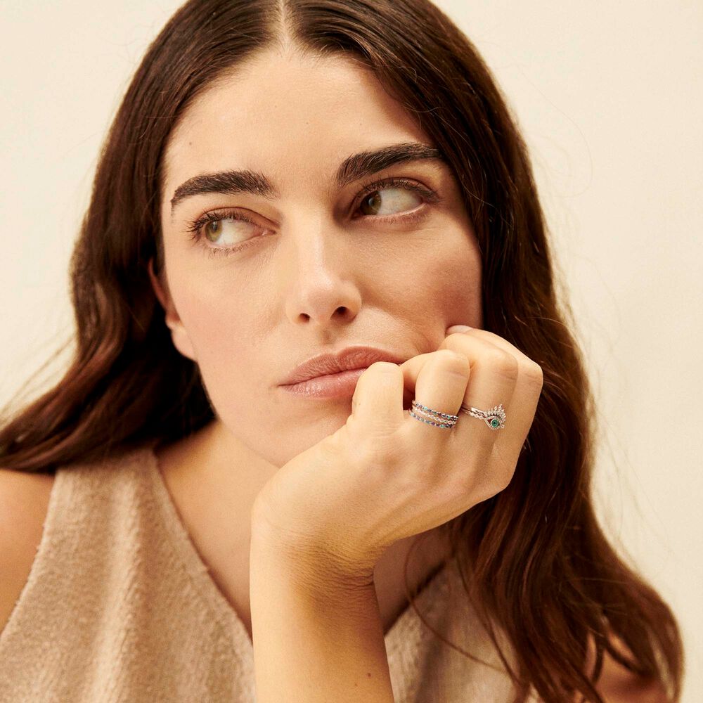 Thin ring BELOVED - Multicolor / Silver 02220490-255-50 | Agatha