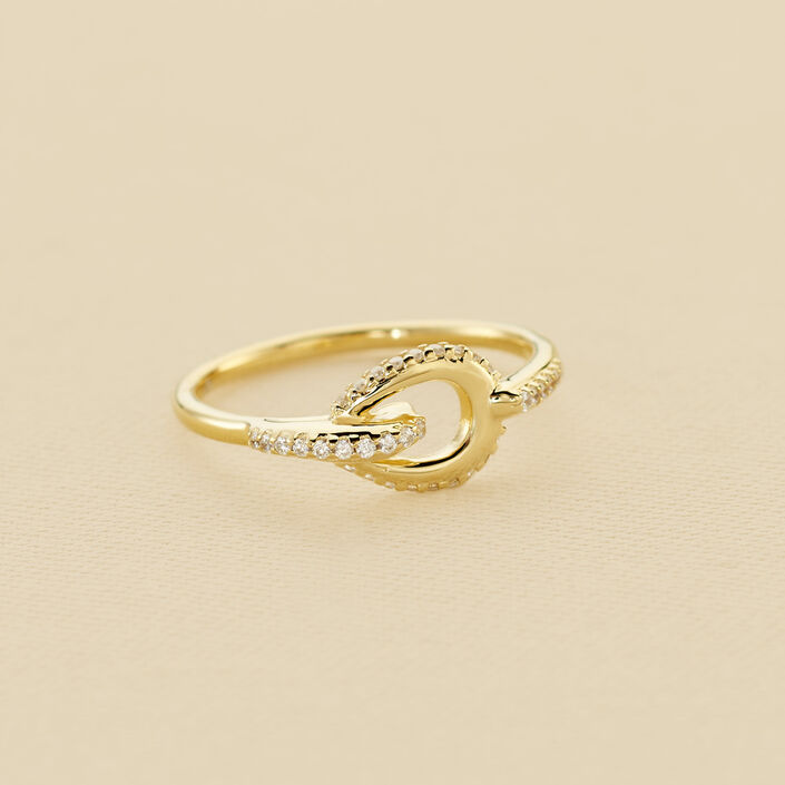 Thin ring GEMINI - Crystal / Golden - All jewellery  | Agatha