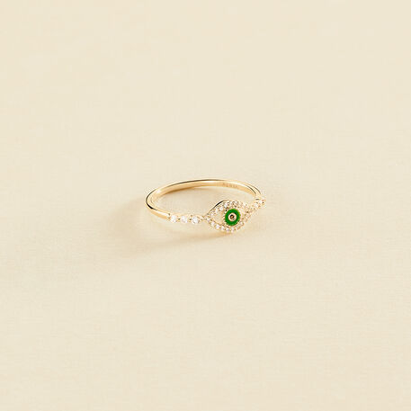 Thin ring LUCKY EYE - Green / Golden - All jewellery  | Agatha