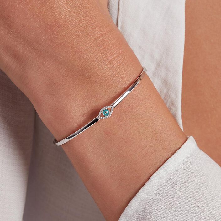 Bangle LUCKY EYE - Turquoise / Silver - All jewellery  | Agatha
