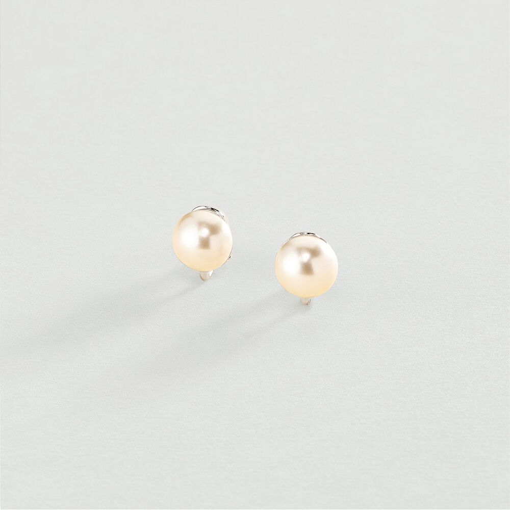 Clip earrings PERLYS - Pearl / Silver - Clip earrings  | Agatha