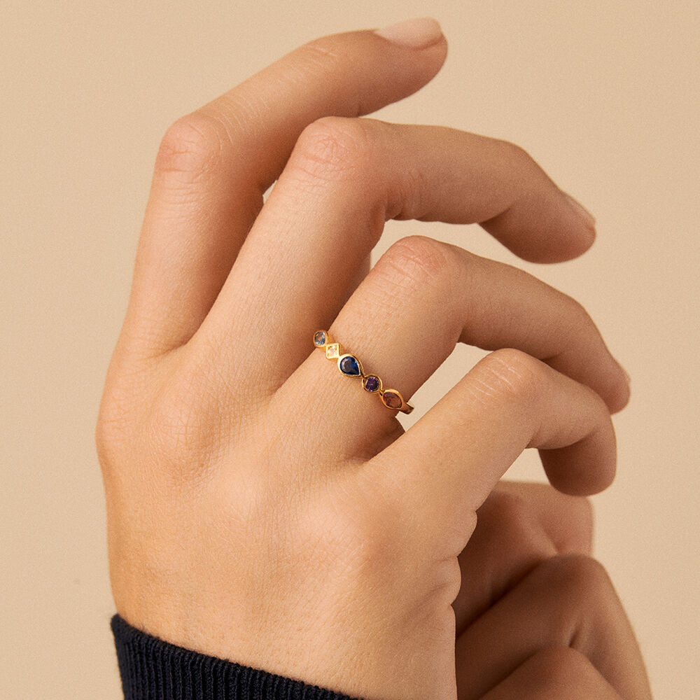 Thin ring SIMETRIA - Multicolor / Gold - All jewellery  | Agatha