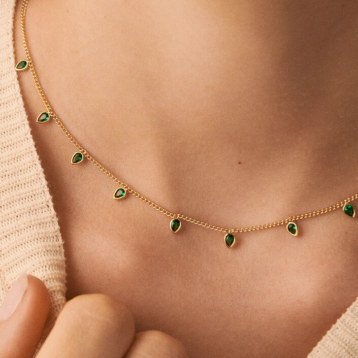 Choker necklace NEITH - Green / Golden - All earings  | Agatha