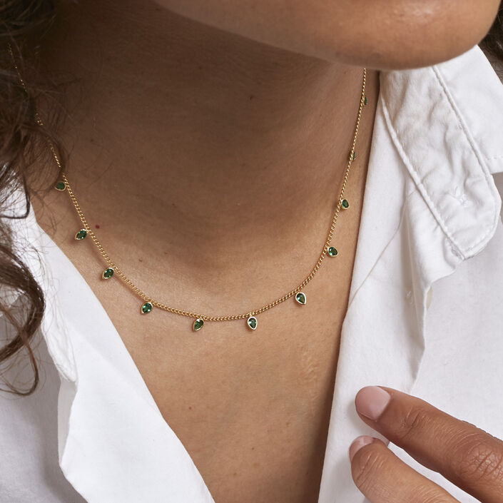 Choker necklace NEITH - Green / Golden - All earings  | Agatha