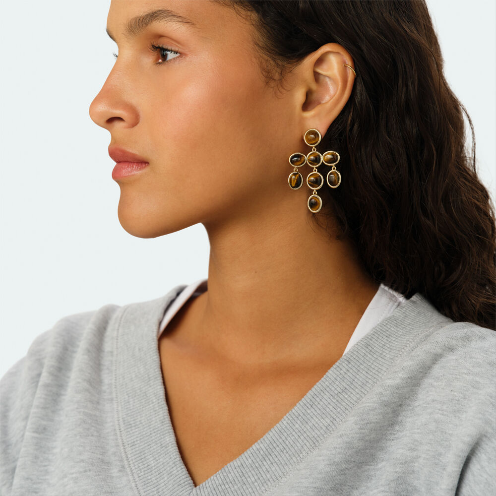 Long earrings CHANDELIER BATIGNOLLES - Brown / Gold - Earrings  | Agatha
