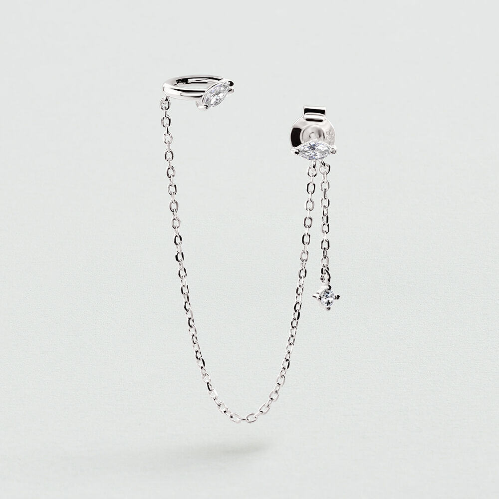 Single stud earring MIX & MATCH - Crystal / Silver - Genuine silver  | Agatha