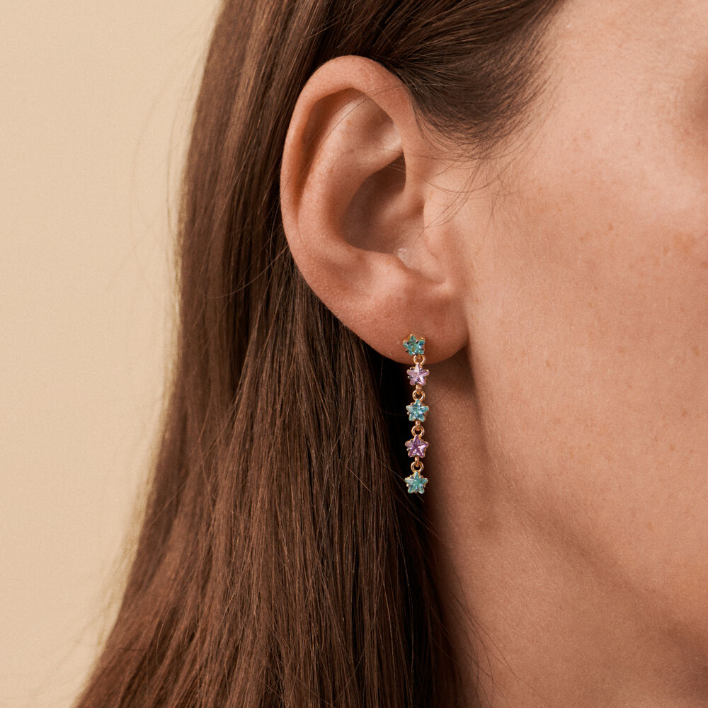 Long earrings SPACEAG - Multicolor / Gold - Earrings  | Agatha