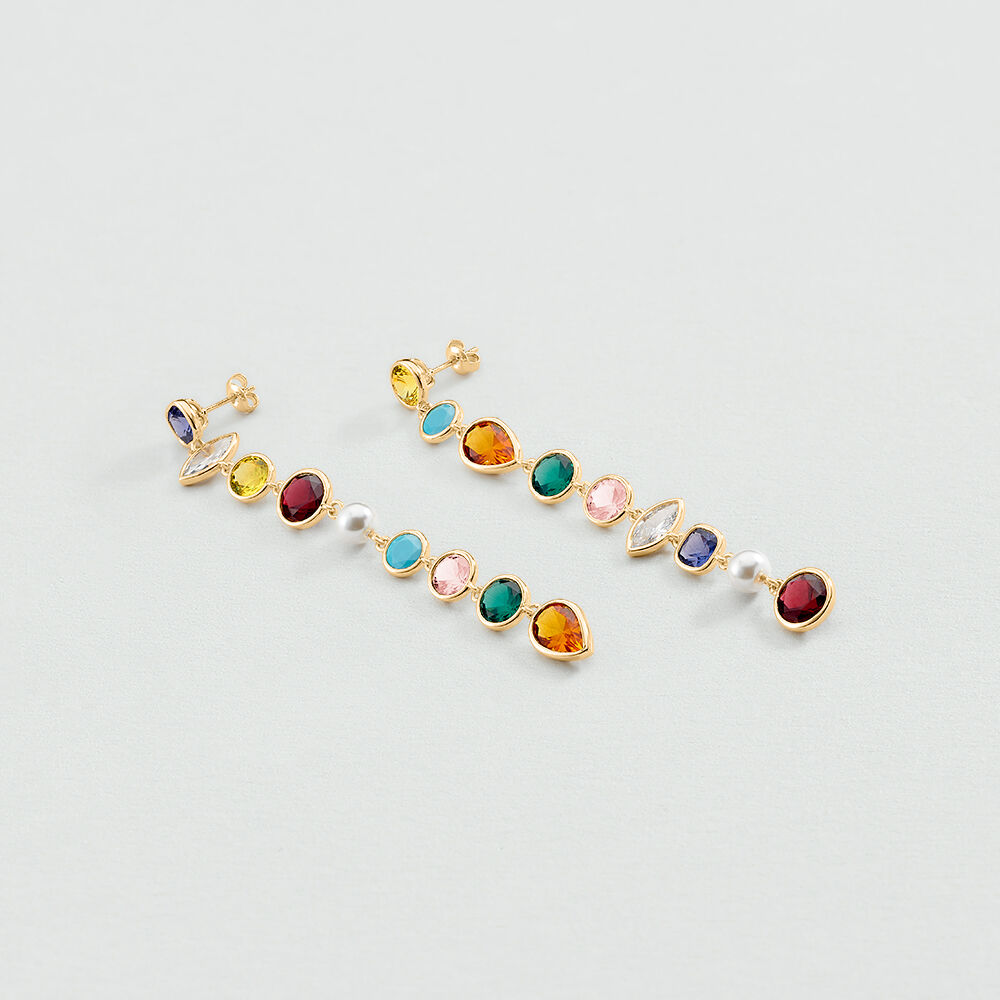 Long earrings CANDY - Multicolor / Gold - Earrings  | Agatha