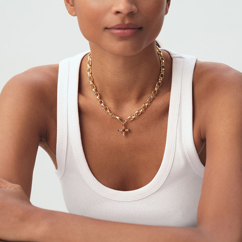 Pendant ICONIC CROSS - Multicolor / Gold - All Talismans  | Agatha