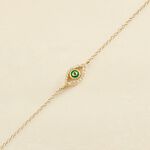 Link bracelet LUCKY EYE - Green / Golden - All jewellery  | Agatha