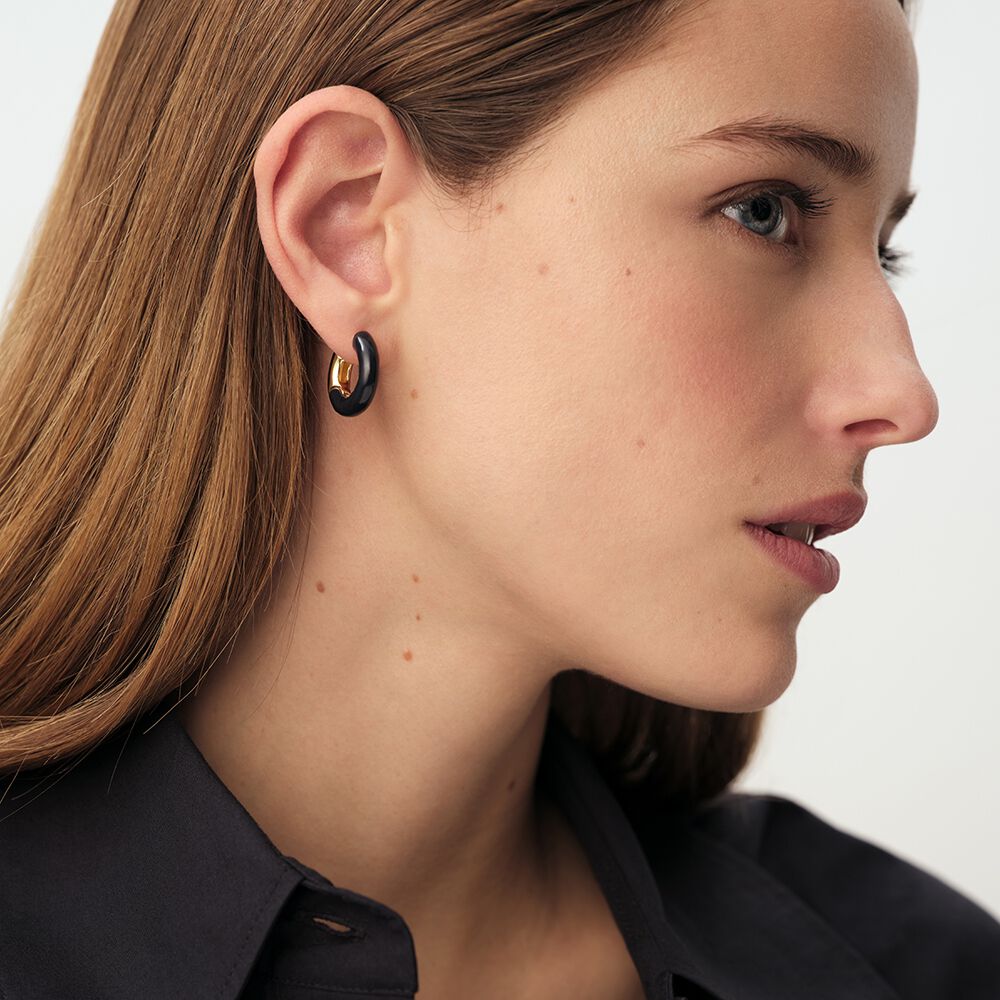 Hoops LEO - Marine / Golden - Earrings  | Agatha