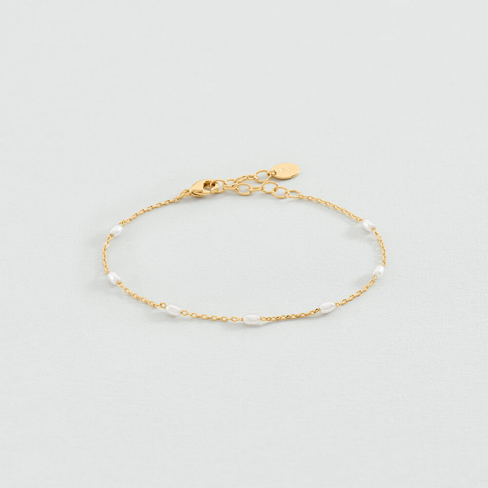 Link bracelet JASMIN - Golden / White - Bracelets  | Agatha